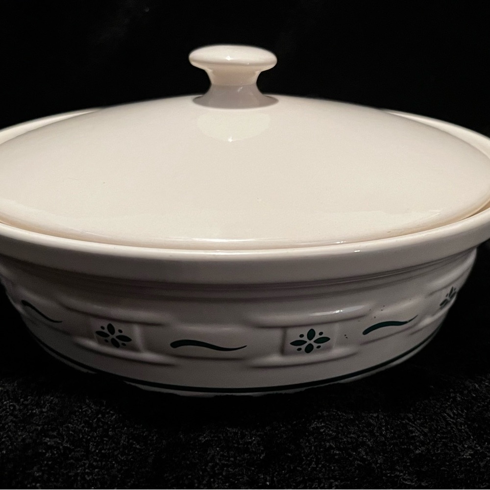 LONGABERGER 2 QT BAKING COVERED DISH (retired) GREEN ACCENT